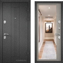 Дверь уличная в дом матовая терморазрыв с зеркалом усиления стандартная