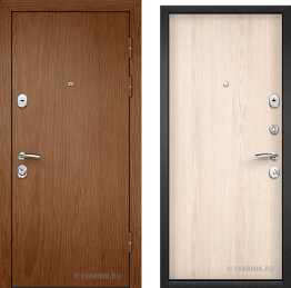 Дверь входная внутренняя недорогая с деревянной отделкой бронза